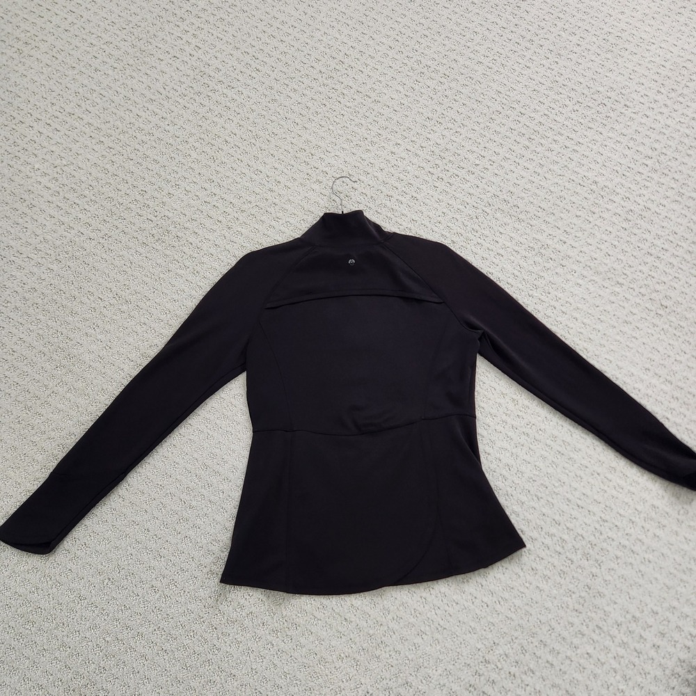 Black Full Zip Active Jacket Women's size Medium Thumbholes Back‎ Vent